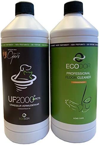 Ecodor Uringeruchsentferner Gesamtpaket. UF2000 1ltr. 5-Fach Konzentrat Uringeruchsneutralisierer + 1ltr. EcoFloor 20-Fach Konzentrat.EIN leistungsstarker Bodenreiniger. von Ecodor