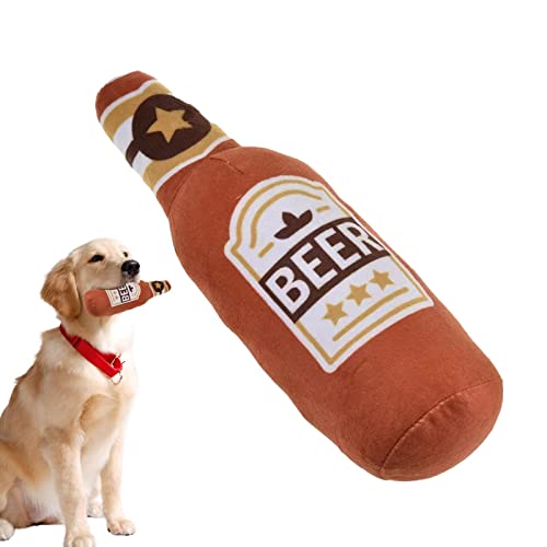 Hundespielzeug Quietschendes Plüsch Hundespielzeug Bierflasche Spielzeug, Kauspielzeug Für Hunde, Quietschendes Hundespielzeug Zähne Reinigung Hund Kauspielzeug Für Welpen, Kleine, Mittlere Große Hund von Ecoticfate