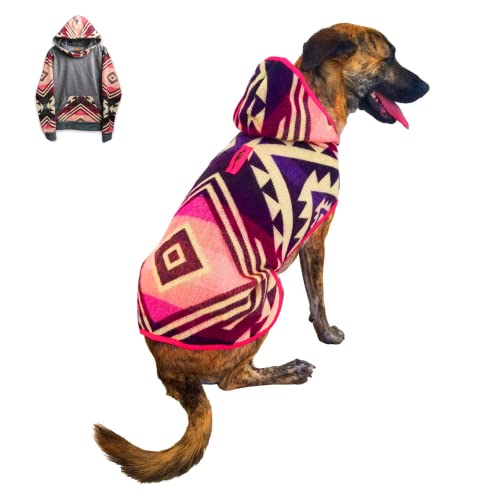 Ecuadog HUNDEPULLOVER für Hunde - Hundemantel Hundeponcho mit Kapuze - Partnerlook - Alle Jahreszeiten - Klettverschluss - HANDGEFERTIGT aus Ecuador - Nachhaltiges Produkt & Versand - Farbe Violeta- L von Ecuadog