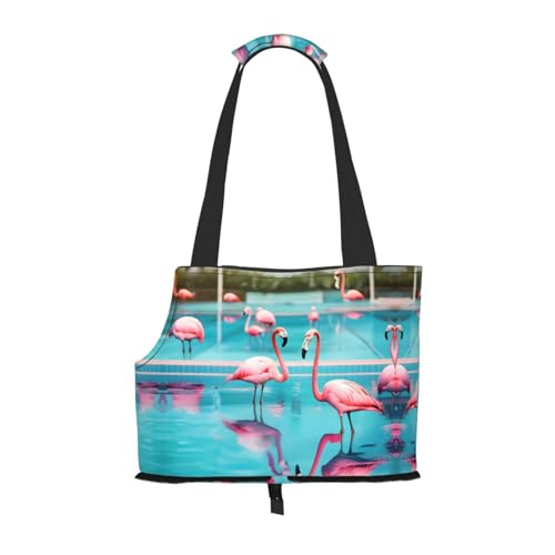 Tragetasche mit Flamingo- und Schwimmbad-Aufdruck, für kleine Hunde, Katzen und Kaninchen von EdWal