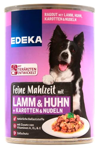 Edeka Feine Mahlzeit mit Lamm & Huhn, Nudeln und Karotten Hundefutter, 20er Pack (20 x 400g) von Edeka