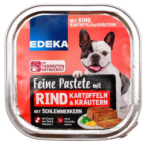 Edeka Feine Pastete mit Rind Kartoffeln & Kräutern Hundefutter, 10er Pack (10 x 300g) von Edeka