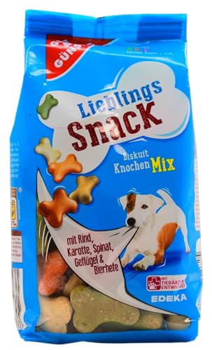 Gut & Günstig Lieblings Snack Hundekuchen Biskuit Knochen Mix, 12er Pack (12 x 400g) von Edeka