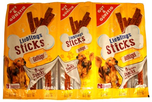 Gut & Günstig Lieblings Sticks Hundeleckerli mit Geflügel, 25er Pack (25 x 88g) von Edeka