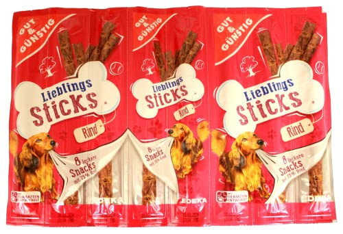 Gut & Günstig Lieblings Sticks Hundeleckerli mit Rind, 25er Pack (25 x 88g) von Edeka