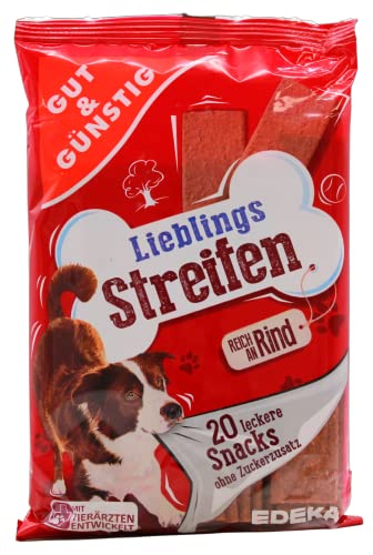 Gut & Günstig Lieblings Streifen Hundeleckerli mit Rind, 15er (15 x 200g) von Edeka