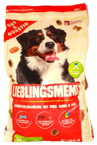 Gut & Günstig Lieblingsmenü Hundevollnahrung mit Rind, Huhn und Reis, 2er Pack (2 x 10 kg) von Edeka