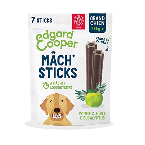 Edgard & Cooper Dental Stick Großer Hund Natur 7 Kaustäbchen Zahnhygiene Eukalyptus & Apfel, einmal pro Tag, kalorienarm, Lange Kauen, frischer Atem 240 g von Edgard Cooper