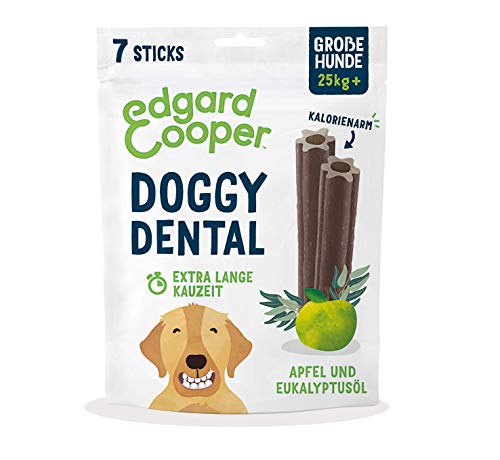 Edgard & Cooper Dental Sticks für Erwachsene Naturkost-Preise für Hunde, ohne Getreide, Eukalyptus und Schmackhafte Äpfel, Mundhygiene-Riegel, Große Hunde (1er Pack) von Edgard Cooper