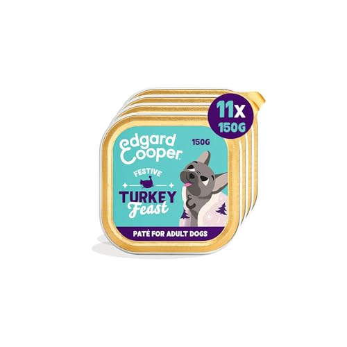 Edgard & Cooper Hundefutter Nass Pate Hund Erwachsene Getreidefrei Nassfutter Natürliche Nahrung 150g x 11 Schale Festlicher Frisches Truthahn, Gesunde Ernährung, Schmackhaft, Dog Food von Edgard Cooper