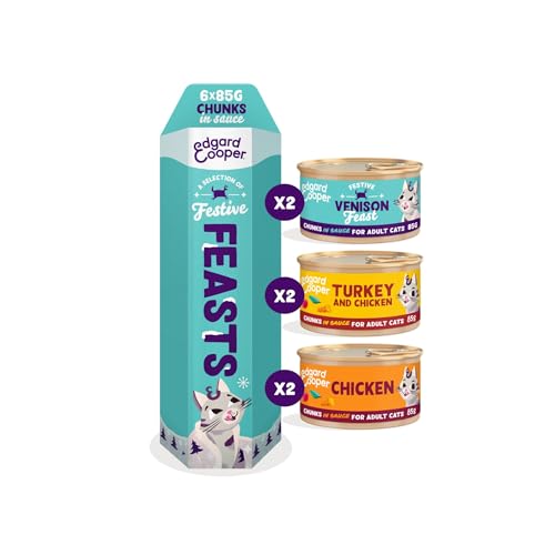 Edgard & Cooper Katzenfutter Nass Getreidefrei Katze Adult Erwachsene Sterilisierte oder Aktive Nassfutter Natürliche Stückchen in Soße festlicher, Multipack 85g x 6, Schmackhafte, Ausgewogene von Edgard Cooper