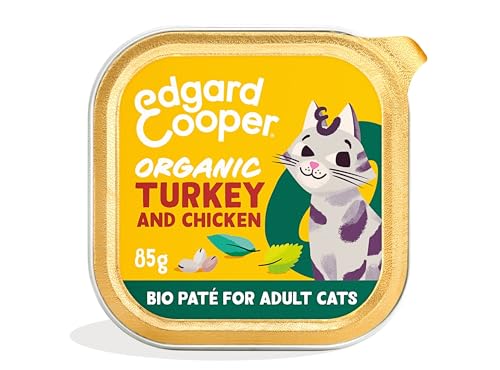 Edgard & Cooper Nassfutter für Katzen, Erwachsene, Biologische (Trute/Huhn, 85 g x 16), Katzenfutter, sterilisiert und aktiv, ohne Getreide, natürliche Inhaltsstoffe, frisches Fleisch, hypoallergen von Edgard Cooper