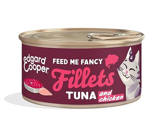 Edgard & Cooper Nassfutter für Kätzchen Katzen und ältere Menschen, sterilisierte oder aktive Filetins für Katzen ohne Getreide, natürliches Futter, 70 g x 24 Stück, Thunfisch & frisches Huhn, von Edgard Cooper