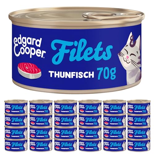 Edgard & Cooper Nassfutter für Katzen, (Thunfisch, 70g x 24), Getreidefrei, Filets für Kitten, Adult und Senior Katzen, frischer Thunfisch, Ergänzungsfuttermittel, sterilisierte und aktive Katzen von Edgard Cooper