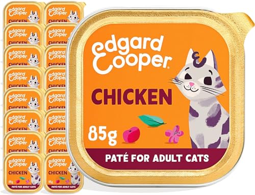 Edgard & Cooper Nassfutter für Katzen, Erwachsene, (Huhn, 85 g x 16), Katzenfutter, sterilisiert und aktiv, getreidefrei, natürliche Inhaltsstoffe, frisches Fleisch, hypoallergen, von Edgard Cooper