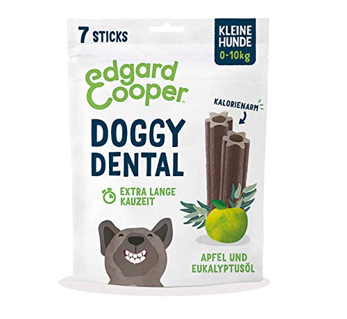 Edgard & Cooper Snacks Dental Stick für kleine Hunde Natural 7 Kausticks Zahnpflege Eukalyptus & Apfel, Einmal täglich, Kalorienarm, Langes Kauen Effektiv, Frischer Atem von Edgard Cooper