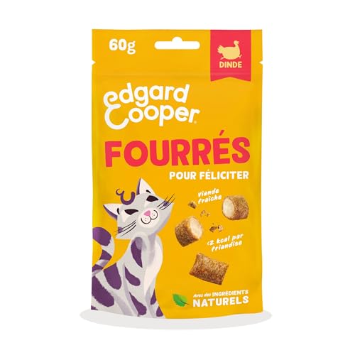 Edgard & Cooper natürliche Katzensnacks, Pillows mit Truthahn (1 x 60 g Beutel), hypoallergen, mit frischem Fleisch, getreidefrei, 2 kcal pro Snack, natürliche Zutaten und ohne Zuckerzusatz. von Edgard Cooper