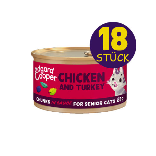 Edgard & Cooper - Free-Run Chicken and Turkey Chunks in Sauce - 18 x 85 g von Edgard & Cooper