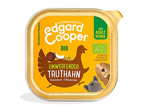 Edgard & Cooper Hundefutter Nass Bio Pate Hund Erwachsene Getreidefrei Nassfutter Biologische Hundenahrung 100g x 17 Frisches Putenfleisch, Schmackhafte, Ausgewogene Ernährung, Hochwertige Proteine von Edgard Cooper