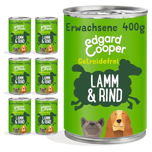 Edgard & Cooper Nassfutter für Hunde (Lamm & Rind, 400g x 6), Getreidefrei, natürliche Zutaten und frisches Fleisch, voller essentieller Aminosäuren von Edgard Cooper