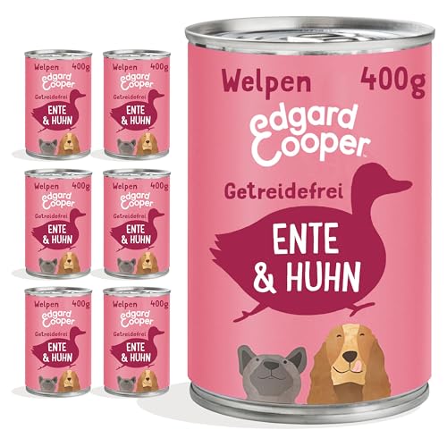 Edgard & Cooper, Nassfutter für Welpen (Ente & Huhn, 400g x 6), Getreidefrei, natürliche Zutaten und frisches Fleisch, voller essentieller Aminosäuren von Edgard Cooper