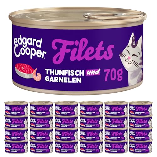 Edgard & Cooper Nassfutter für Katzen, (Thunfisch & Garnele, 70g x 24), Getreidefrei, Filets für Kitten, Adult & Senior Katzen, frischer Fisch, Ergänzungsfuttermittel, sterilisierte & aktive Katzen von Edgard Cooper