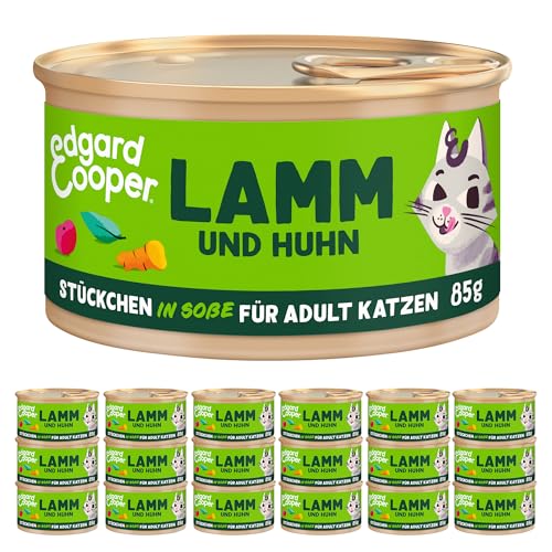 Edgard & Cooper Nassfutter für Katzen, (Lamm & Huhn, 85g x 18), Getreidefrei, voll von frischem Fleisch und natürlichen Zutaten, geeignet für sterilisierte und aktive Katzen, hoher Proteingehalt von Edgard Cooper