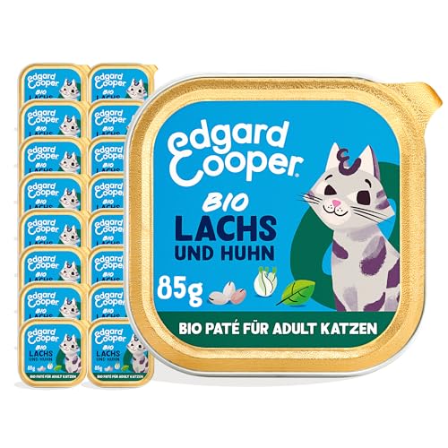 Edgard & Cooper Nassfutter für Katzen, (Bio Lachs & Huhn, 85g x 16), Bio, Getreidefrei, voll von frischem Fleisch, natürlichen Zutaten, geeignet für sterilisierte & aktive Katzen, hoher Proteingehalt von Edgard Cooper