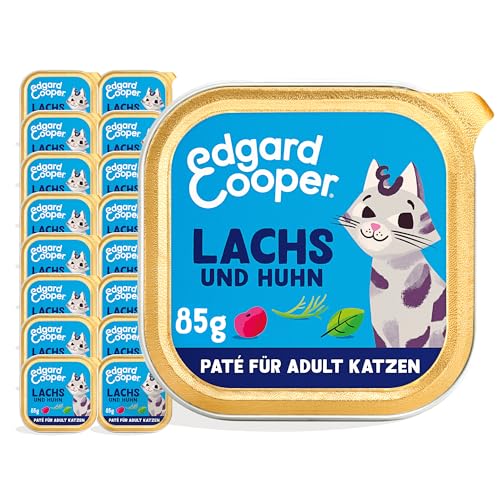 Edgard & Cooper Nassfutter für Katzen, (Lachs & Huhn, 85g x 16), Getreidefrei, voll von frischem Fleisch und natürlichen Zutaten, geeignet für sterilisierte und aktive Katzen, hoher Proteingehalt von Edgard Cooper