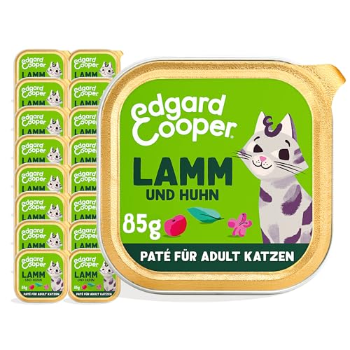 Edgard & Cooper Nassfutter für Katzen, (Lamm & Huhn, 85g x 16), Getreidefrei, voll von frischem Fleisch und natürlichen Zutaten, geeignet für sterilisierte und aktive Katzen, hoher Proteingehalt von Edgard Cooper