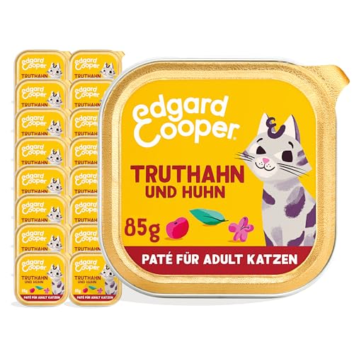 Edgard & Cooper Nassfutter für Katzen, (Truthahn & Huhn, 85g x 16), Getreidefrei,voll von frischem Fleisch und natürlichen Zutaten, geeignet für sterilisierte und aktive Katzen, hoher Proteingehalt von Edgard Cooper