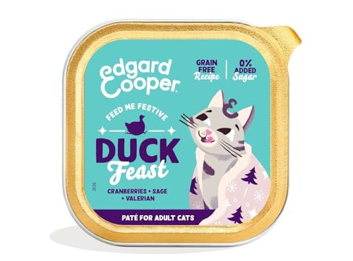 Edgard Cooper Nassfutter für Katzen, (Festliche Ente, 85g x 16), Getreidefrei, voller Frischfleisch und natürlicher Zutaten, geeignet für sterilisierte und aktive Katzen, hoher Proteingehalt von Edgard Cooper