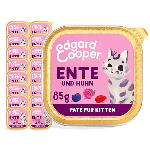 Edgard & Cooper Kitten Nassfutter, (Ente & Huhn, 85g x 16), Getreidefrei, voll von frischem Fleisch und natürlichen Zutaten, geeignet für sterilisierte und aktive Katzen, hoher Proteingehalt von Edgard Cooper