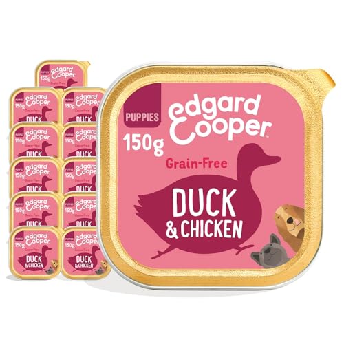 Edgard & Cooper Puppy Natural Nassfutter für Hunde – (Ente & Huhn, 11 x 150 g Tasse), Getreide- & Glutenfrei, Natürliche Inhaltsstoffe & frisches Fleisch, voller essentieller Aminosäuren für gesunde von Edgard Cooper