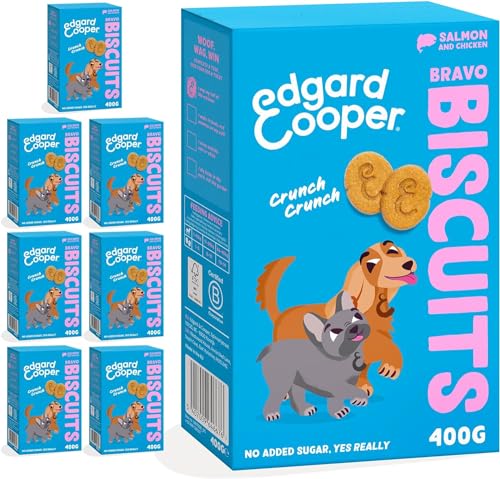 Edgard Cooper Hundeleckerli, Bravo Biscuits (Lachs & Huhn, 400g x 7) Adult & Welpen Leckerlis, Getreidefrei, Natürliche Zutaten, hoher Proteingehalt, frisches Fleisch und frischer Fisch von Edgard Cooper