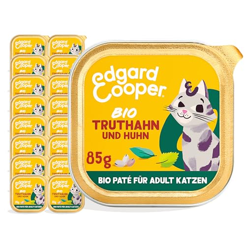 Edgard & Cooper Nassfutter für Katzen, (Bio Truthahn, 85g x 16), Bio, Getreidefrei, voll von frischem Fleisch, natürlichen Zutaten, geeignet für sterilisierte und aktive Katzen, hoher Proteingehalt von Edgard Cooper