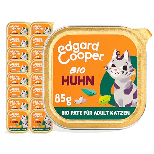 Edgard & Cooper Nassfutter für Katzen, (Bio Huhn, 85g x 16), Bio, Getreidefrei, voll von frischem Fleisch und natürlichen Zutaten, geeignet für sterilisierte und aktive Katzen, hoher Proteingehalt von Edgard Cooper