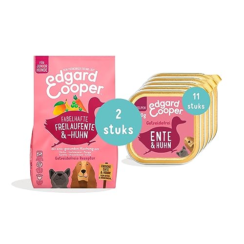 Edgard & Cooper natürliches Premium Trockenfutter für Welpen, getreidefrei und proteinreich Ente & Huhn, 2.5 kg + Edgard & Cooper Nassfutter Junior Welpenfutter Ente & Huhn 150gx11 von Edgard Cooper