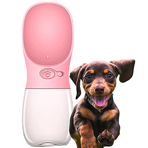 Edipets, Tragbare Hunde-Trinkflasche, 350 ml, antibakteriell, auslaufsicher, BPA-frei, ideal für Outdoor-Aktivitäten (Rosa) von Edipets