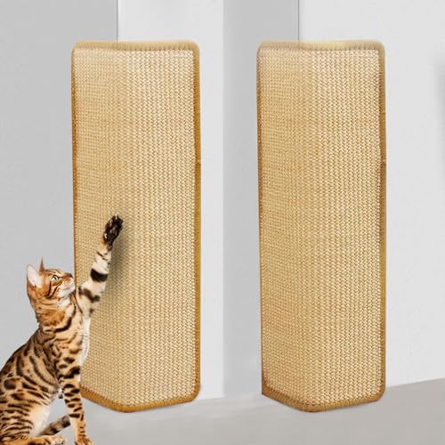 Editbar 2 Stück Kratzmatte Katze, Kratzteppich Sisal, 50 x 25 cm Wand Katzenkratzbrett, Sisal Fußmatte Teppich Vorleger für Sofa Möbel Tür Kratzschutz, Katze Kratzschutzfür die Wandmontage geeignet von Editbar