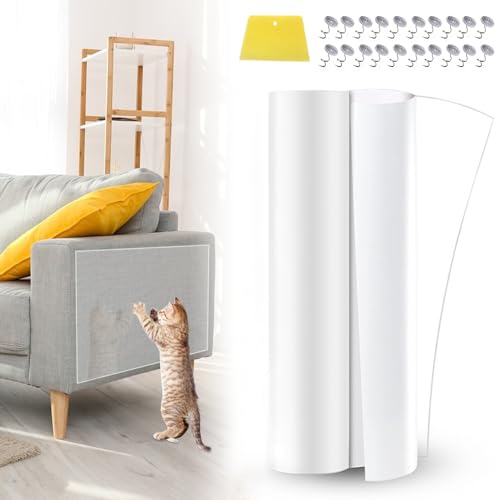 Editbar 300 * 30cm Kratzmatte für Katzen,Transparent Anti Kratz Folie für Katzen, Kratzschutz Pad Katze Kratzschutz, Kratzschutz Katze Tape mit 20 Schraube, Kratzpads für Möbel Couch Wand Kratzabwehr von Editbar