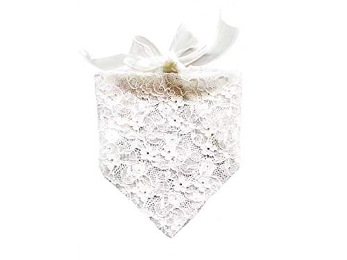 EechicSpace Kleines Mädchen Hund Verlobung Bandana Hochzeit Schal Reversible weiße Spitze Geschenke Hund Braut Kostüme für Hündinnen von EechicSpace