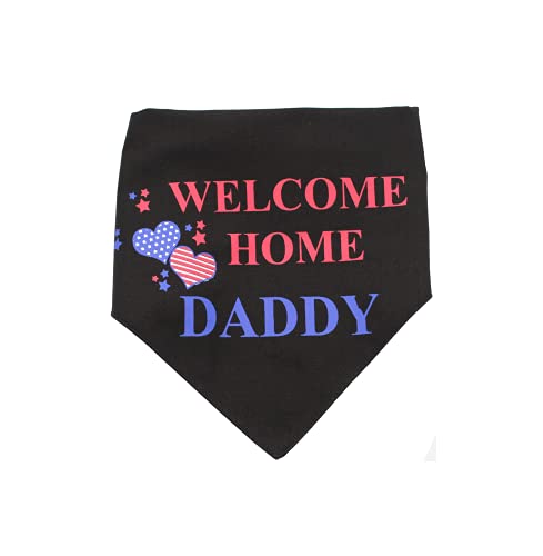 EechicSpace Welcome Home Daddy, Hunde-Halstuch, Militär-Schild, wendbar, schwarz, für kleine, mittelgroße bis extra große Hunde von EechicSpace