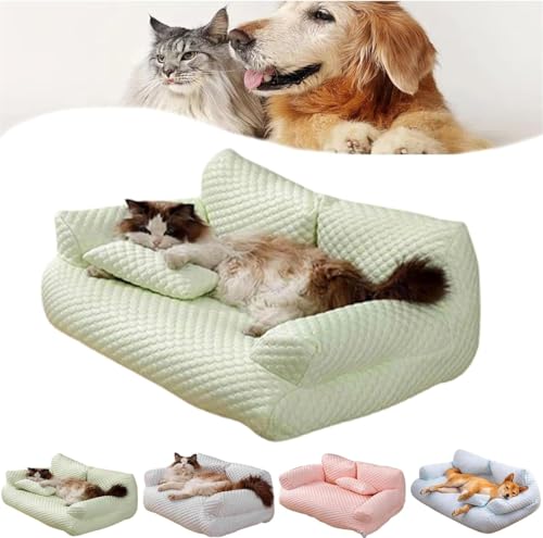 Ice Silk Cooling Pet Bed Breathable Washable Dog Sofa Bed,Dog Cooling Bed Summer Sleeping Cool Ice Silk Bed,Cats Breathable Washable Pet Beds,Removable and Washable Pet Bed (Green, L) von Eeiiey