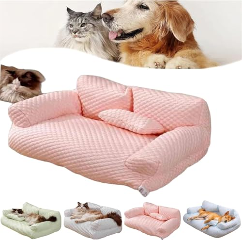 Ice Silk Cooling Pet Bed Breathable Washable Dog Sofa Bed,Dog Cooling Bed Summer Sleeping Cool Ice Silk Bed,Cats Breathable Washable Pet Beds,Removable and Washable Pet Bed (Pink, L) von Eeiiey