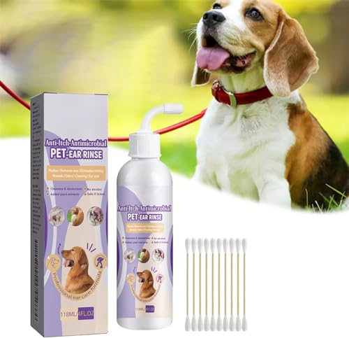 Pet Ear Cleaner - Infection Treatment for Dogs & Cats,Cat Ear Wax Cleaner, Pet Ear Rinse for Dogs,Soothes Pet Ear,Dog Ear Infection Treatment Solution,Animal Cleaning Ears,Removes Wax (1 Pcs) von Eeiiey