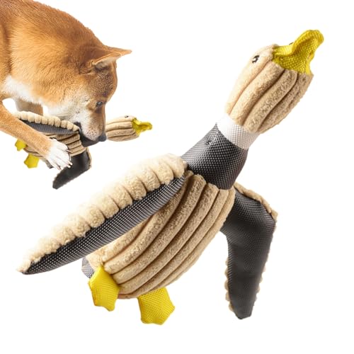 Eelogoo Plüsch-Ente-Hundespielzeug, Hundespielzeug-Ente mit Quietscher - Langlebiges 2-in-1-Kauspielzeug für Hunde | Quakendes Stockenten-Plüschspielzeug, quietschendes Hundespielzeug, Haustierbedarf von Eelogoo