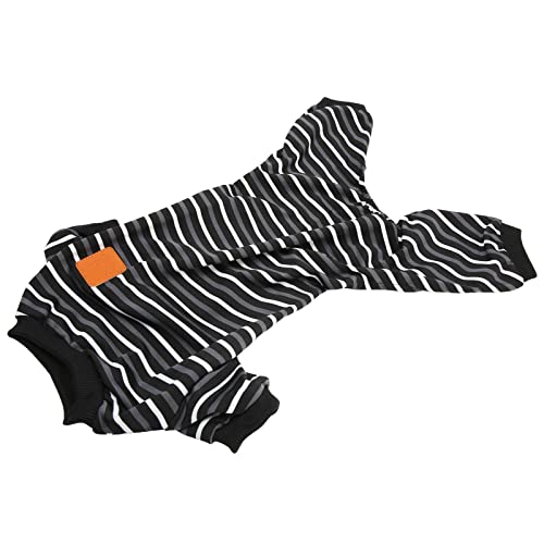 Eeneme Hunde-Pyjama, Warm, 4-beinig, Hoher Kragen, Weich, Dehnbar, Gestreift, Welpen-Overall, Nachtwäsche Zuhause (L) von Eeneme