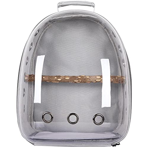 Eeneme Pet Papagei Rucksack, Atmungsaktiv Vogel Reisetasche, Transparent Transportk?fig mit doppelt offenem Rei?Verschluss, Bel¨¹ftung V?Gel Tr?ger mit Holz Stick Stand von Eeneme