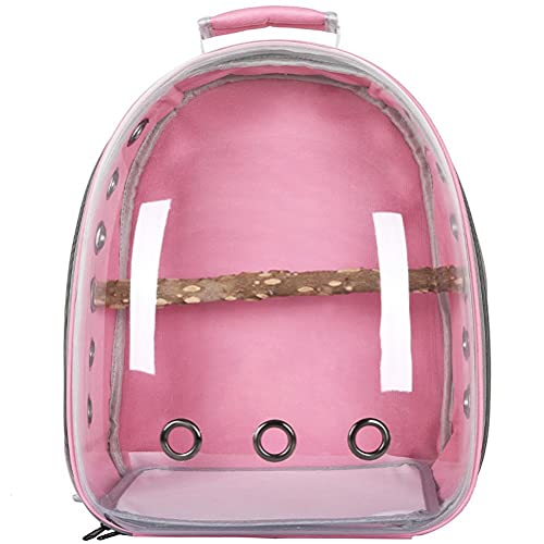 Eeneme Pet Papagei Rucksack, Atmungsaktiv Vogel Reisetasche, Transparent Transportk?fig mit doppelt offenem Rei?Verschluss, Bel¨¹ftung V?Gel Tr?ger mit Holz Stick Stand von Eeneme